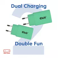 usb pakrovejas 2 - MOBILE CHARGER WALL USB-C/2PK 30W GREEN CAC-3024 CLUB3D - 8 nuotrauka