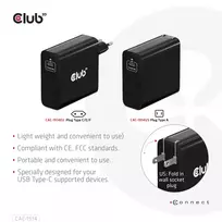 charger pakrovejas - MOBILE TRAVEL CHARGER USB-C/140W GAN CAC-1914EU CLUB3D - 2 nuotrauka