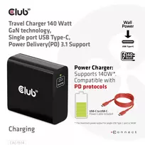 charger pakrovejas - MOBILE TRAVEL CHARGER USB-C/140W GAN CAC-1914EU CLUB3D - 7 nuotrauka
