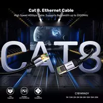 cat8 kabel - UNITEK C18149AGY03-2M Ethernet kabelis RJ-45 LAN CAT.8 (S/FTP) 2m Juodas (Black) - 3 nuotrauka