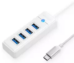 usb hub orico - ORICO HUB USB-C 4X USB-A 3.1, WHITE - 2 nuotrauka