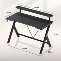 stalai ir staliukai - Kompiuterinių žaidimų stalas Huzaro Hero 1.9, 120 cm x 56 cm, 75 cm, juoda sp. - 4 nuotrauka