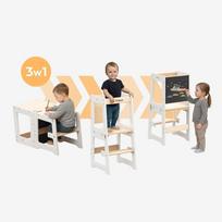 bokstelis - Tulano Mooby 35 white-natural 3in1 – Montessori bokštelis ir staliukas - 9 nuotrauka
