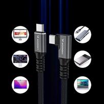 ps2 laidas - Wozinsky WPS2-UY41S USB-C Thunderbolt 4 240W kampinis kabelis 2m Juodas (Black) - 6 nuotrauka