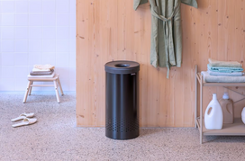 skalbiniu deze - Brabantia Skalbinių krepšys 35l Brabantia su juodu dangteliu baltos spalvos - 4 nuotrauka