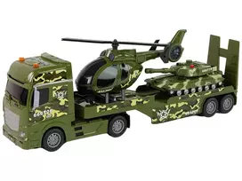 sunkvezimiu modeliukai - LEAN TOYS karinių transporto priemonių rinkinys su tanku, sraigtasparniu ir sunkvežimiu - 2 nuotrauka