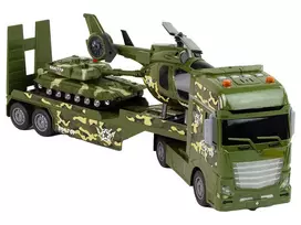 sunkvezimiu modeliukai - LEAN TOYS karinių transporto priemonių rinkinys su tanku, sraigtasparniu ir sunkvežimiu - 3 nuotrauka