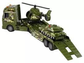 sunkvezimiu modeliukai - LEAN TOYS karinių transporto priemonių rinkinys su tanku, sraigtasparniu ir sunkvežimiu - 4 nuotrauka