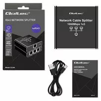 usb ethernet rj45 - Qoltec 52294 Šakotuvas Ethernet mini SWITCH 1x3 RJ45 1000Mb/s USB-C Aliuminis - 4 nuotrauka