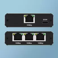 usb ethernet rj45 - Qoltec 52294 Šakotuvas Ethernet mini SWITCH 1x3 RJ45 1000Mb/s USB-C Aliuminis - 7 nuotrauka