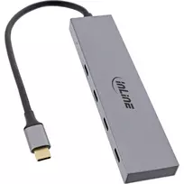 usb c to 3.2 gen 1 - HUB USB InLine® USB 3.2 Gen.2 Hub, USB Type-C iki 4 Port Type-C (1 prievado galia iki 100W), OTG, aliuminio korpusas, pilka, be maitinimo bloko - 4 nuotrauka