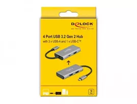 adapteriai type c - Delock Externer USB 3.2 Gen 2 USB Type-C Hub (grau, USB-C) - 4 nuotrauka