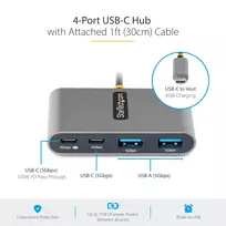 usb 2.4 a - „StarTech“ 4 prievadų USB-C stebulės, 5GBPS PD / NEŠIAMASIS TEMPURAS su USB-C Įkrovimu - 2 nuotrauka