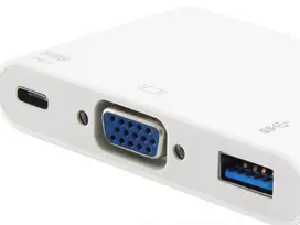 usb female to usb c - Equip USB Type C to VGA Female/USB A Female/PD Adapteris, USB 3.2 Gen 1 (3.1 Gen 1) Type-C, Baltas, USB 3.2 Gen 1 (3.1 Gen 1) Type-A, USB 3.2 Gen 1 (3.1 Gen 1) Type-C, VGA, Plastic, China, CE, RoHS - 3 nuotrauka