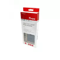 usb 3.2 type c - Equip Dock USB-C 4-in-1 2xHDMI, USB-A, 100W PD, 0.15m Sidabrinis (Silver) - 2 nuotrauka