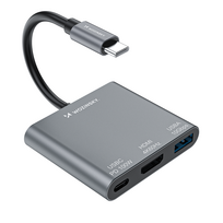 usb c 100w laidas - Wozinsky WHCH-01 USB-C PD 100W HDMI 4K@30Hz USB-A 10Gbps - Pilkas (Gray) - 8 nuotrauka