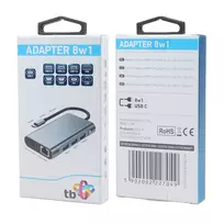 c rj45 adapteris - TB HUB adapteris USB C 8w1 HDMIx2 USB VGA RJ45 PD - 2 nuotrauka