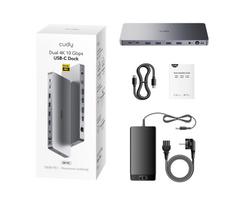usb 100w laidas - Cudy CS700 13-in-1 Dviguba 4K Prijungimo Stotis Sidabrinė (Silver) - 3 nuotrauka
