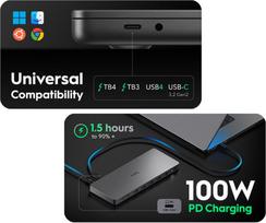 usb 100w laidas - Cudy CS700 13-in-1 Dviguba 4K Prijungimo Stotis Sidabrinė (Silver) - 4 nuotrauka