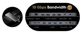 usb 100w laidas - Cudy CS700 13-in-1 Dviguba 4K Prijungimo Stotis Sidabrinė (Silver) - 5 nuotrauka