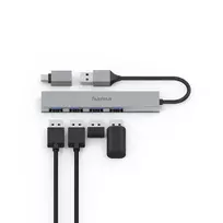 usb c 3 2 gen 2 kabelis - Šakotuvas Hama USB Hub, 4x USB 3.2 Gen 1, USB-C adapter, gray Prekė - 00200141 - 2 nuotrauka