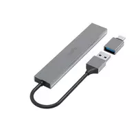 usb c 3 2 gen 2 kabelis - Šakotuvas Hama USB Hub, 4x USB 3.2 Gen 1, USB-C adapter, gray Prekė - 00200141 - 4 nuotrauka
