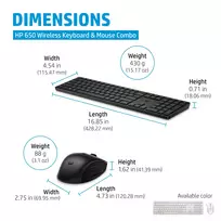 hp wireless keyboard - HP 650 Belaidė Klaviatūra ir Pelė, Juoda (Black) - 5 nuotrauka