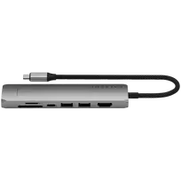 usb hdmi - Satechi 7-in-1 USB-C Slim Multiport Adapteris su Ethernet, Pilkas (Gray) - 2 nuotrauka