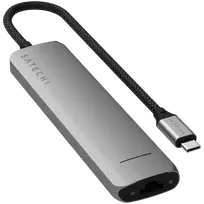 usb hdmi - Satechi 7-in-1 USB-C Slim Multiport Adapteris su Ethernet, Pilkas (Gray) - 4 nuotrauka