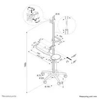 stovas pc - NEWSTAR MOBILE WORKPLACE FLOOR STAND (MONITOR, KEYBOARD/MOUSE & PC) 10-27" SILVER - 2 nuotrauka
