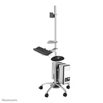 stovas pc - NEWSTAR MOBILE WORKPLACE FLOOR STAND (MONITOR, KEYBOARD/MOUSE & PC) 10-27" SILVER - 3 nuotrauka
