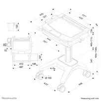 klaviaturos laikiklis - NEWSTAR MOBILE LAPTOP CART, INCL. KEYBOARD & MOUSE DRAWER 10-22" CR?ME - 2 nuotrauka