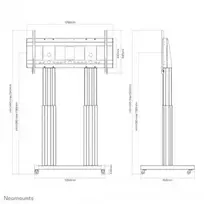 televizorius 120 - NEWSTAR MOTORISED MOBILE FLOOR STAND - VESA 300X200 UP TO 1200X600 70-120" SILVER - 2 nuotrauka