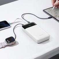 power bank - Cuktech LPB252N 25000mAh 120W išorinė baterija su integruotu USB-C laidu, balta - 6 nuotrauka