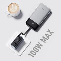 120w laidas c - Cuktech LPB252N, 25000mAh, 120W, su integruotu USB-C laidu, pilkas (gray) - 4 nuotrauka