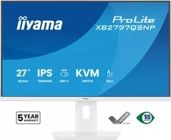 2560x1440 monitorius - Iiyama ProLite XB2797QSNP-W1 27", IPS, QHD, 75Hz, baltas (white) - 8 nuotrauka