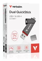 usb c atmintukas - Verbatim Pendrive 512GB USB-A/USB-C Dual QuickStick 32042 - 5 nuotrauka