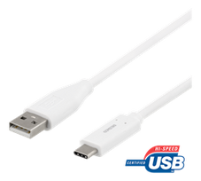 usb pakrovejas 2 - DELTACO USB 2.0 "C-A", 3A, 1.0m, baltas / USBC-1009M - 2 nuotrauka