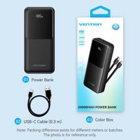 power bank 20000mah 22.5w - Vention FHPW0, 20000mAh, 22.5W, baltas (white) - 10 nuotrauka