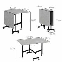 valgomojo pilkas stalas - HOMCOM Valgomojo stalas, sulankstomas su ratukais, pilkas (Gray) - 8 nuotrauka