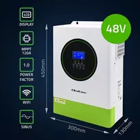 hibridinis inverteris 12 - Qoltec 53861 Modular Hybrid Solar Inverter Off-Grid 6200W 120A 48V MPPT - 8 nuotrauka