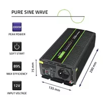 itampos keitiklis - Qoltec Monolith 2000W, 12V-230V, Juodas (Black) - 5 nuotrauka