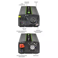 itampos keitiklis - Qoltec Monolith 2000W, 12V-230V, Juodas (Black) - 6 nuotrauka