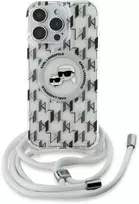 Karl Lagerfeld IML Crossbody Monogram Karl & Choupette Head MagSafe Dėklas iPhone 16 Pro Max - Skaidrus