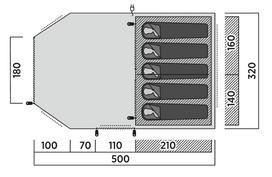tentas palapine - Penkiavietė palapinė Easy Camp Hamra 5, mėlyna sp., 500 cm x 320 cm x 195 cm - 3 nuotrauka