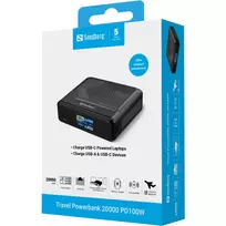 25 t - Sandberg Travel 20000mAh 100W Juodas (Black) - 2 nuotrauka