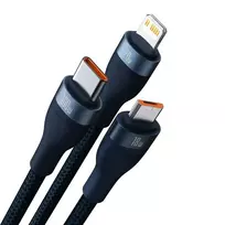 usb c i usb c 2m - Baseus Flash Series II 3in1 USB laidas USB-C + micro USB + Lightning 100W 1.2m Mėlynas (Blue) - 2 nuotrauka