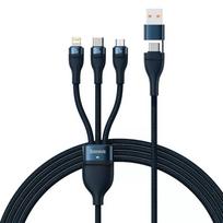 usb c i usb c 2m - Baseus Flash Series II 3in1 USB laidas USB-C + micro USB + Lightning 100W 1.2m Mėlynas (Blue) - 3 nuotrauka