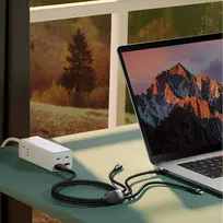 usb c i usb c 2m - Baseus Flash Series II 3in1 USB laidas USB-C + micro USB + Lightning 100W 1.2m Mėlynas (Blue) - 4 nuotrauka