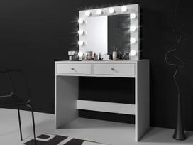 kosmetinis stalas baltas - Kosmetinis staliukas MEGA 12 LED baltas - 5 nuotrauka